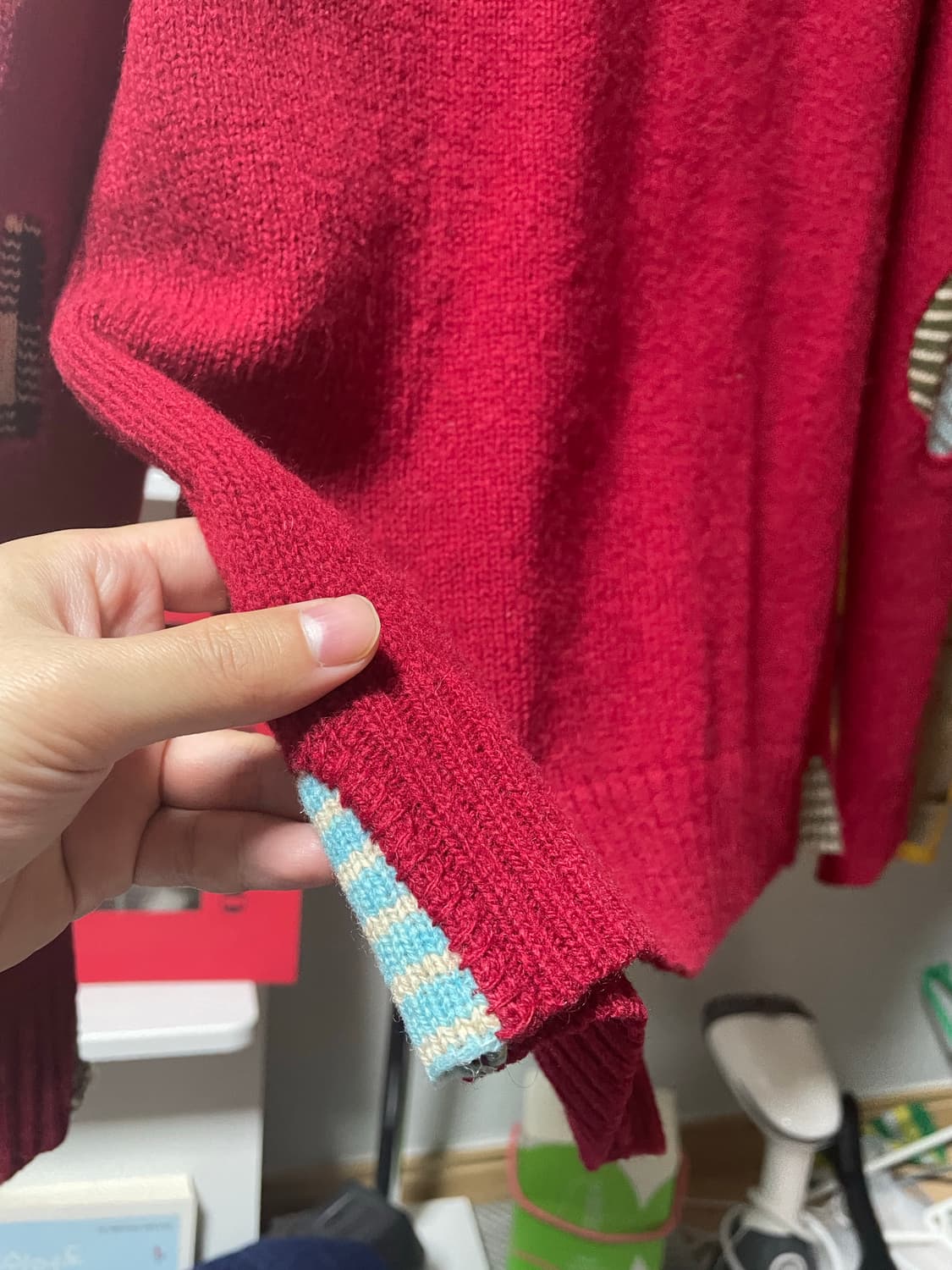 폴로 데님앤서플라이 랄프로렌 레드 패치워크 가디건 상품이미지4