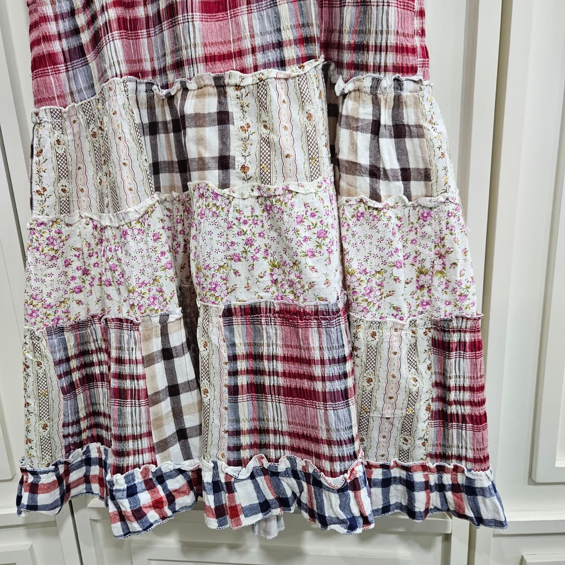 체크/패치플라워 미니 원피스 상품이미지6