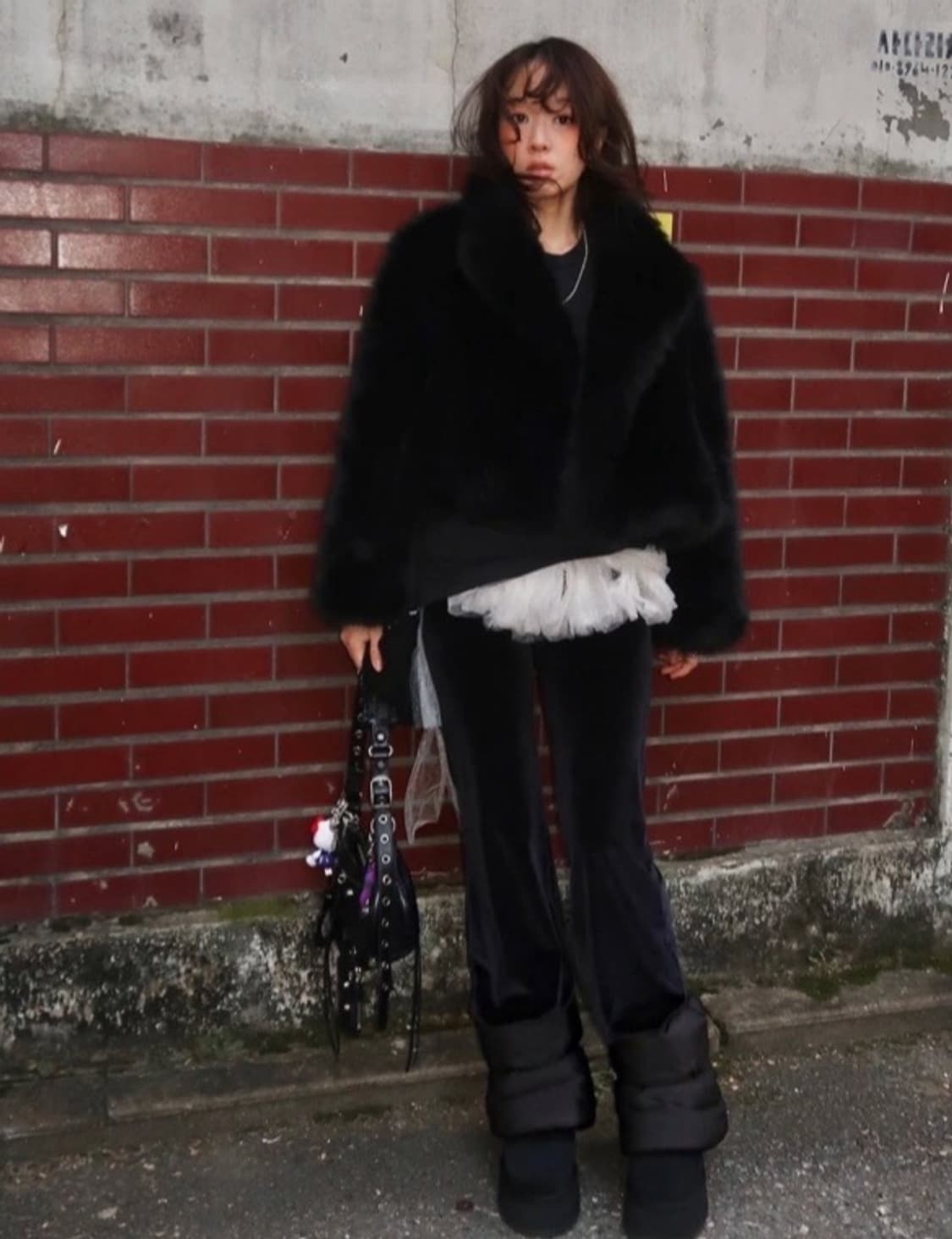 플레따 폭스 퍼자켓 검정 새거 상품이미지1