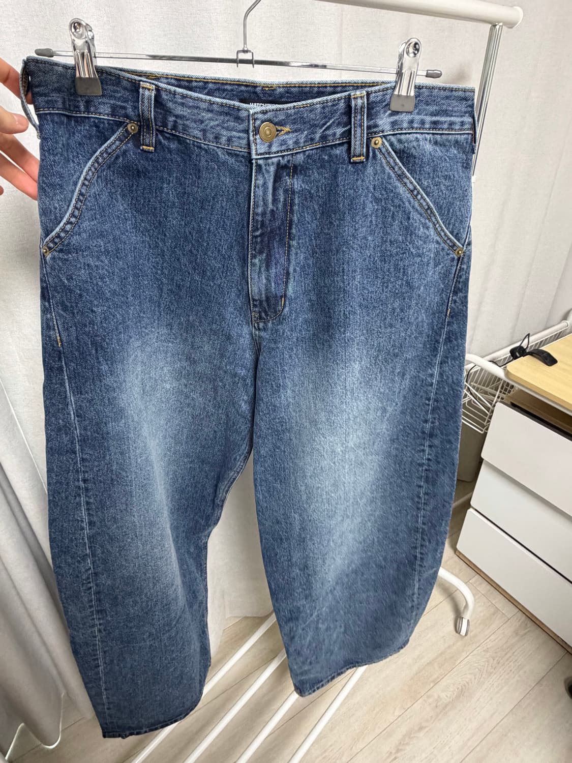 해칭룸 와이드 커브진 washed blue 4사이즈 상품이미지2