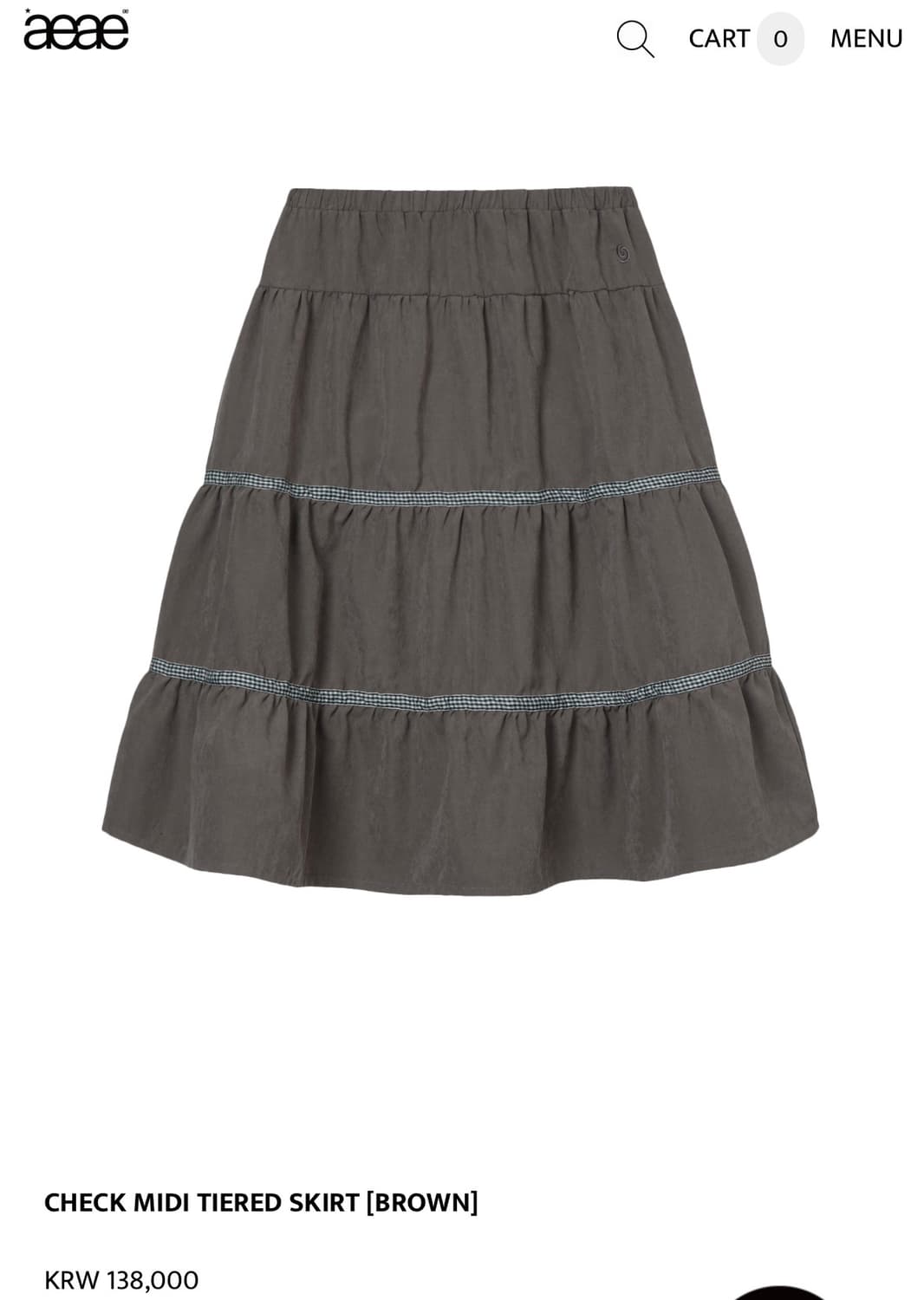 AEAE 체크 미디 티어드 스커트 브라운 상품이미지1
