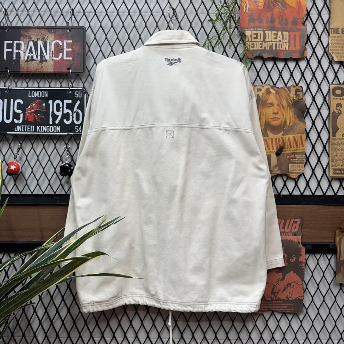 90s 리복 코튼 코치자켓 집업 원포켓 포인트 아이보리 상품이미지2