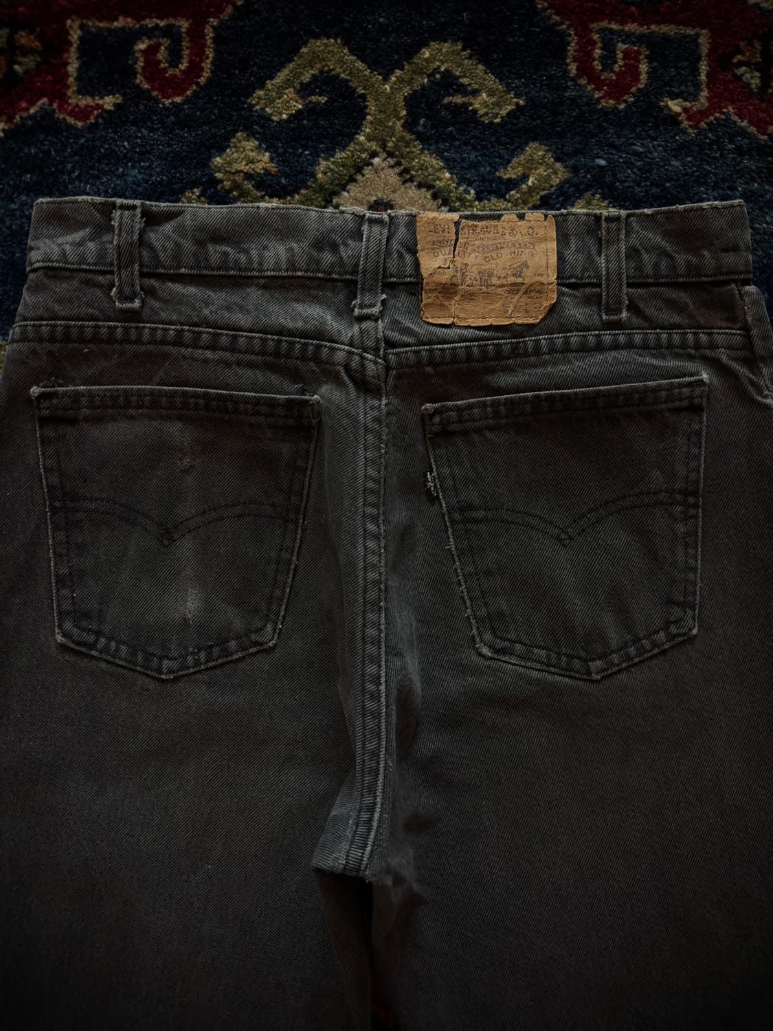 90s USA 리바이스 블랙탭 550 블랙워시드 흑청 데님 팬츠 상품이미지6