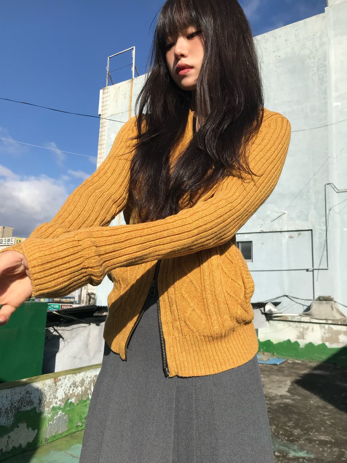 Michel Klein 머스타드 집업니트 상품이미지2