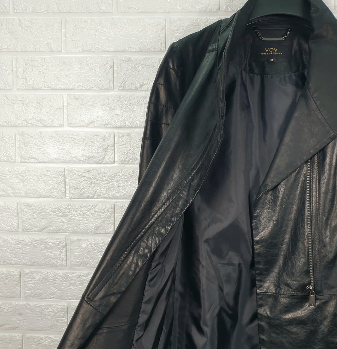 [55]보브 양가죽 하이넥 롱 코트 상품이미지4