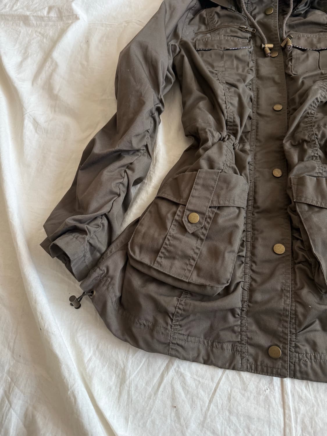 Y2k 카키브라운 셔링 야상 자켓 상품이미지2