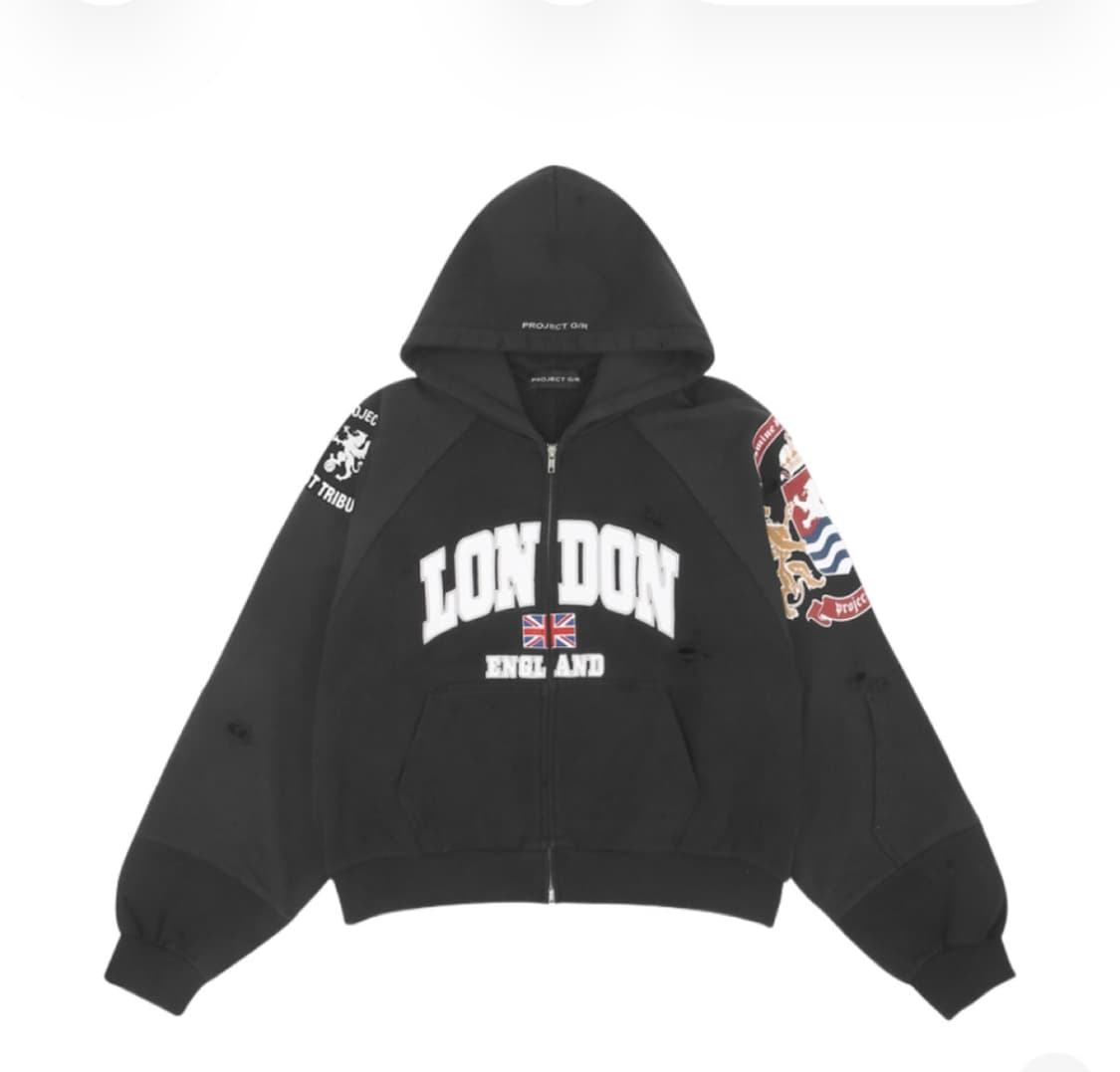 프로젝트 G/R 리컨스트럭티드 폴디드 집 후드 블랙 상품이미지1