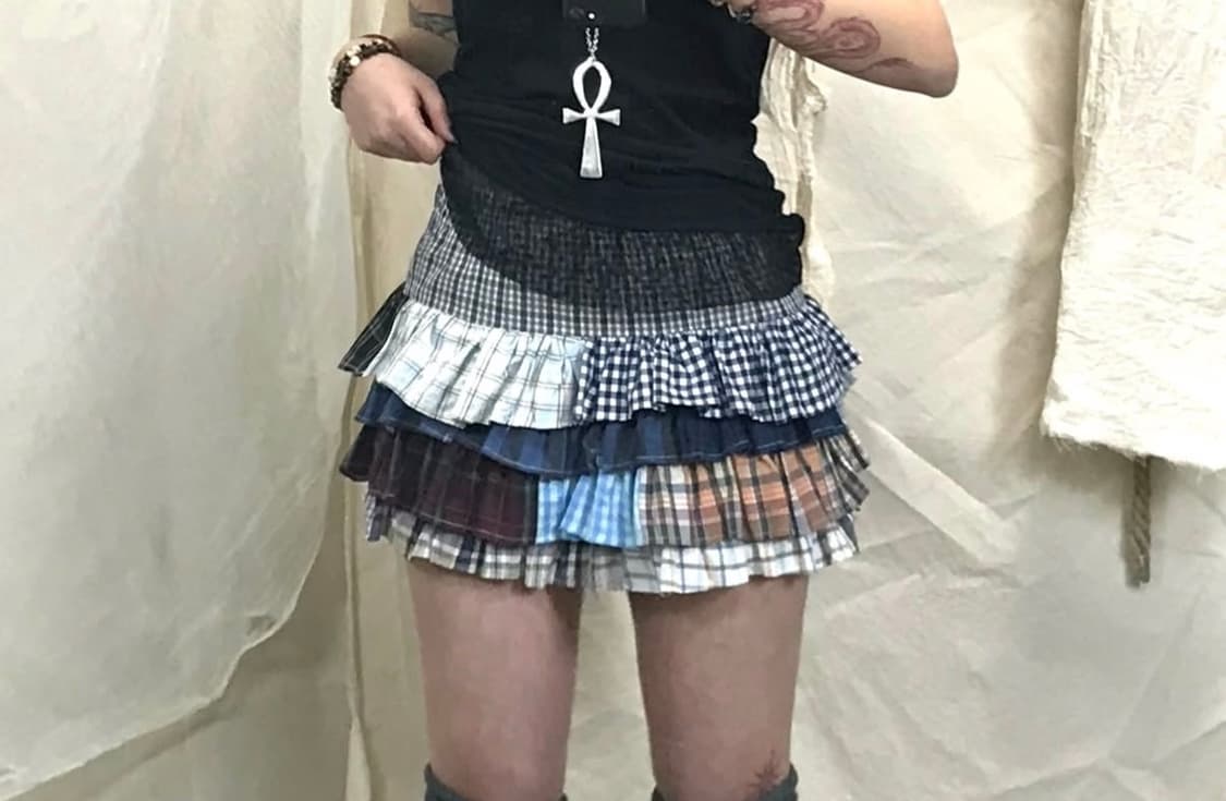 빈티지 패치 숏스커트 상품이미지1