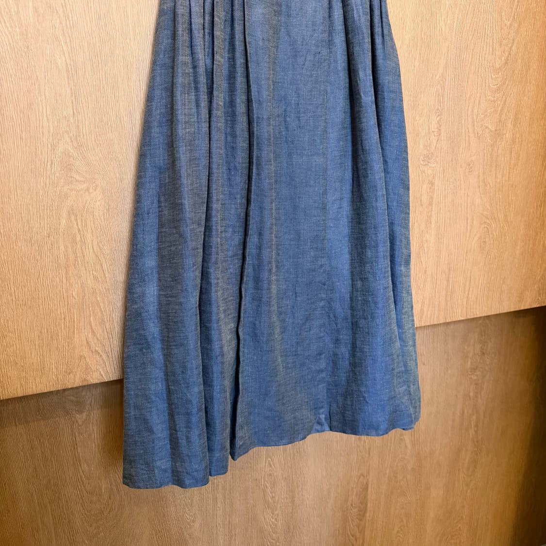 빈티지 코튼 롱 스커트 더블 버튼 턱 플리츠 디테일 네이비 상품이미지7