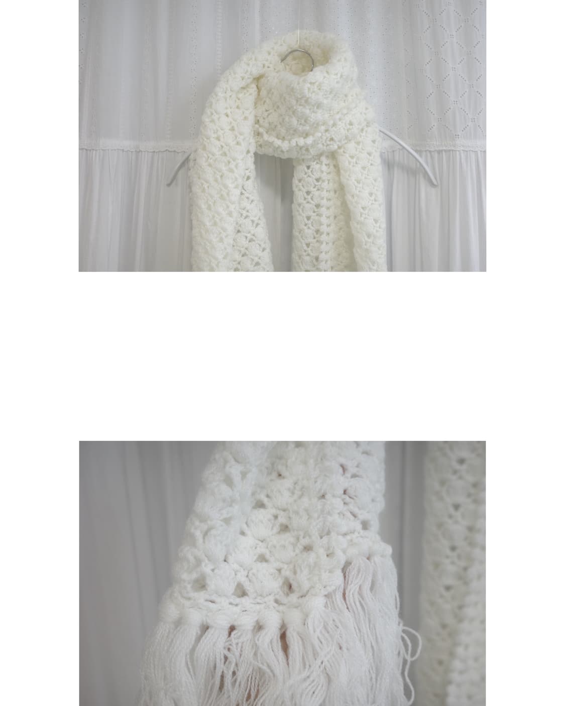 Ivory Crochet Tassel Scarf 상품이미지3