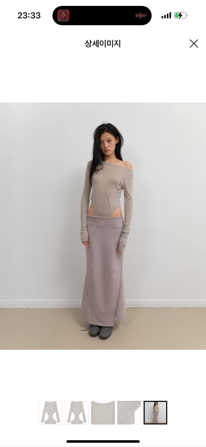 [오호스] Curved Cut Layered Tee / Warm Grey 상품이미지1