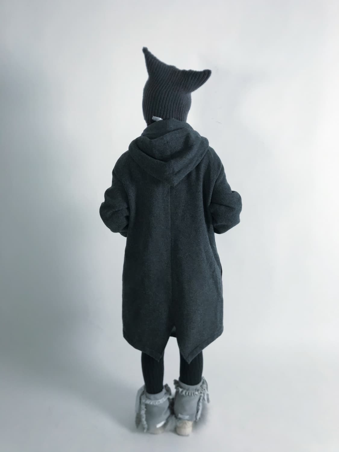 Eyelet point 2 way grey hooded coat 상품이미지5