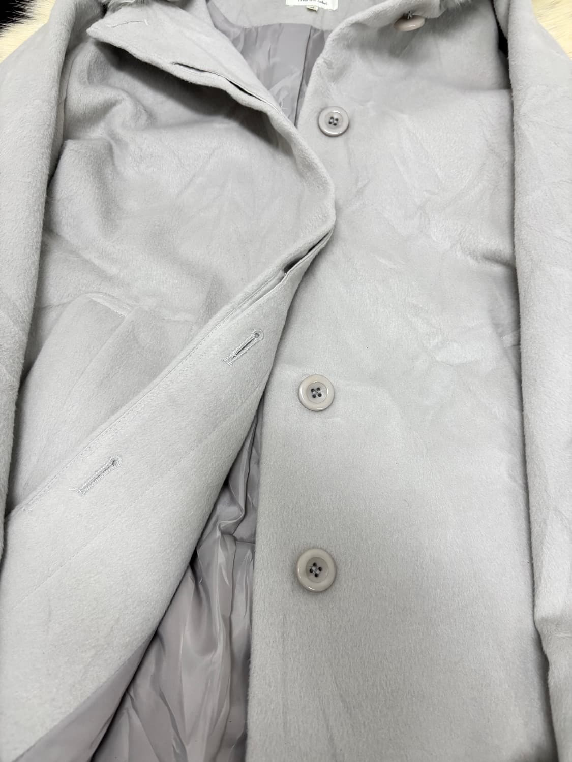 Grey Fur Hoodie Long Coat 상품이미지8