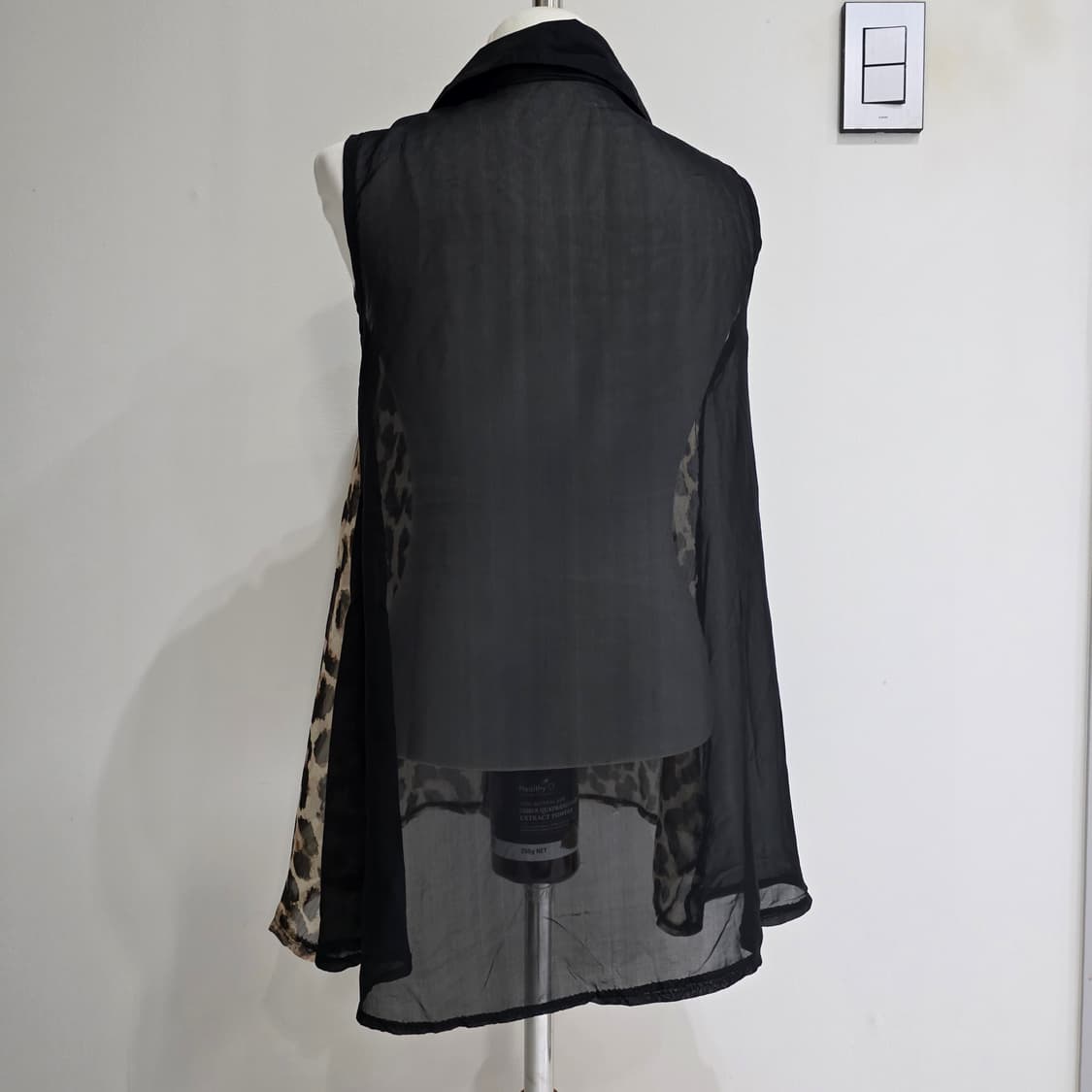 빈티지)레오파드 호피오네갸루 시스루 카라넥 슬리브리스민소매블라우스 상품이미지2