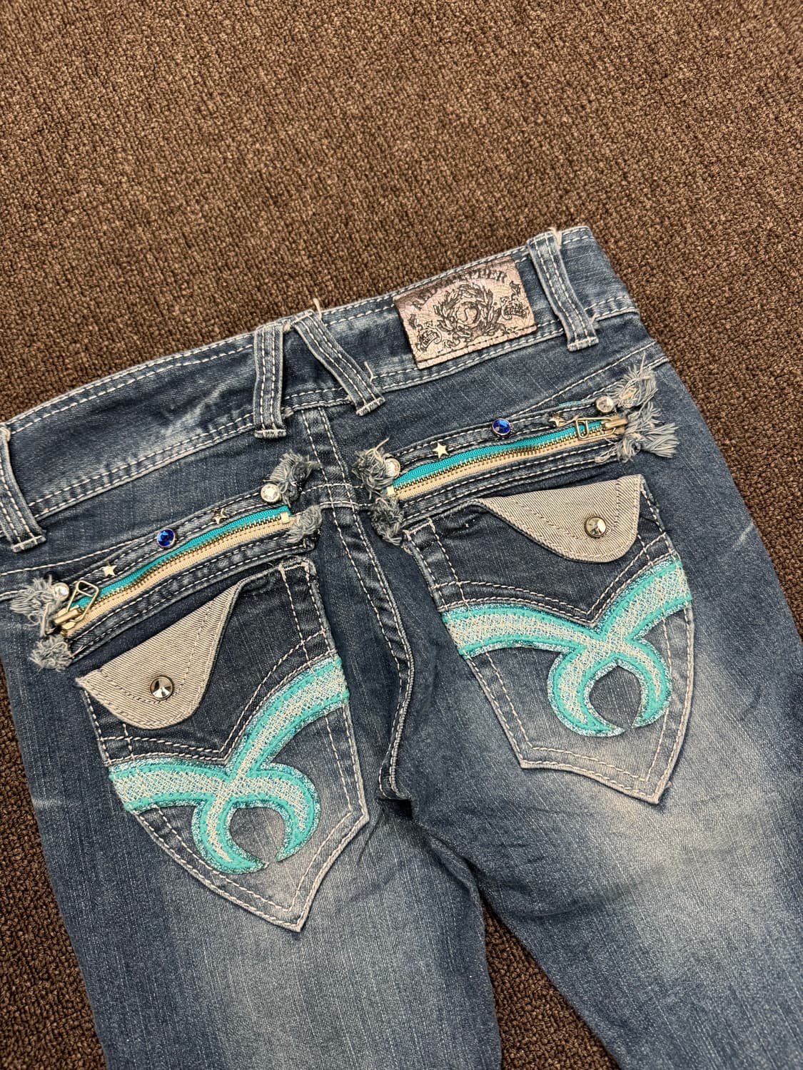 25)레드페퍼 빈티지 Y2K 포켓 큐빅 부츠컷 로우라이즈 데님팬츠 상품이미지6