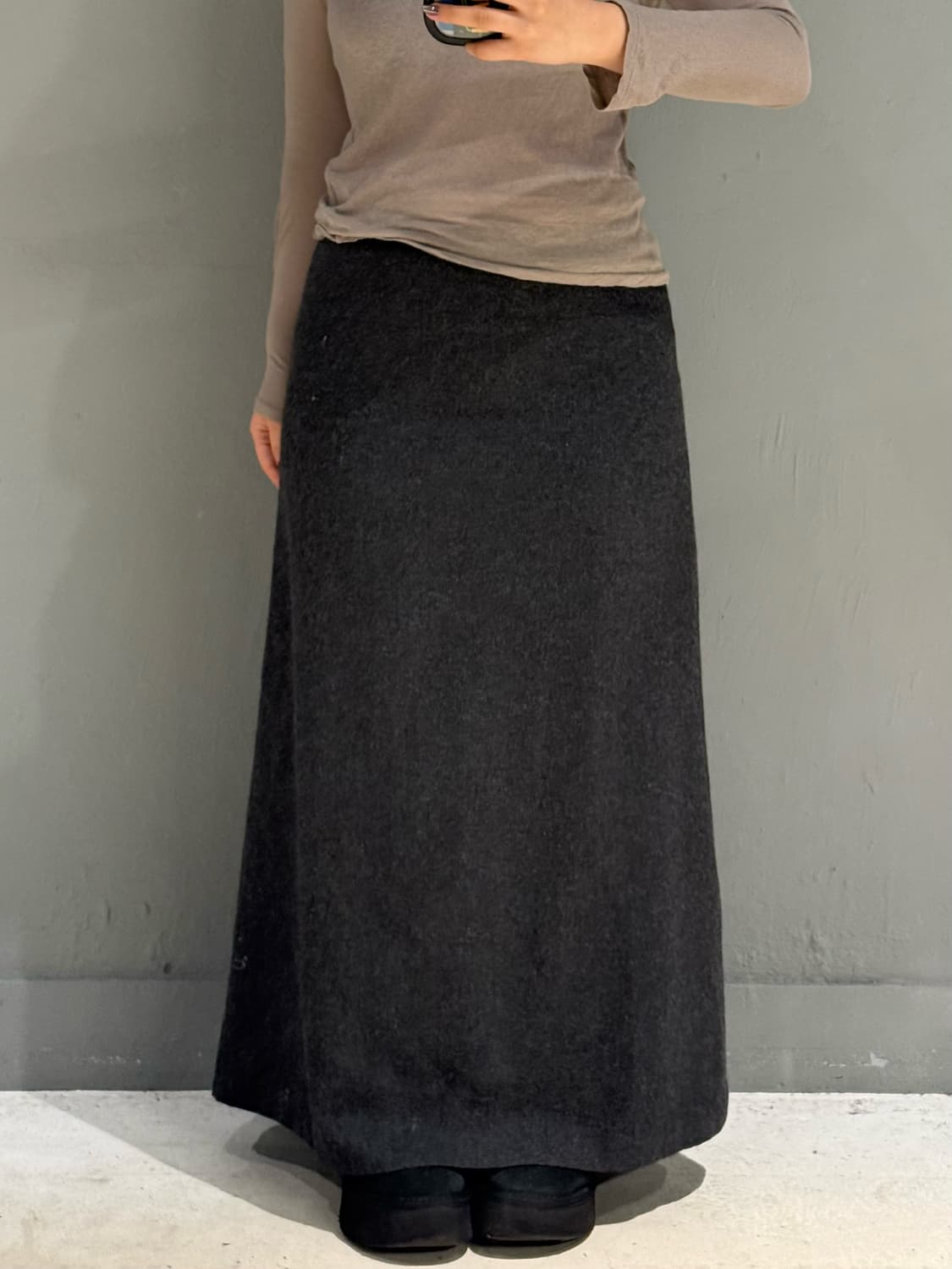 minimal design wool maxi skirt 상품이미지1