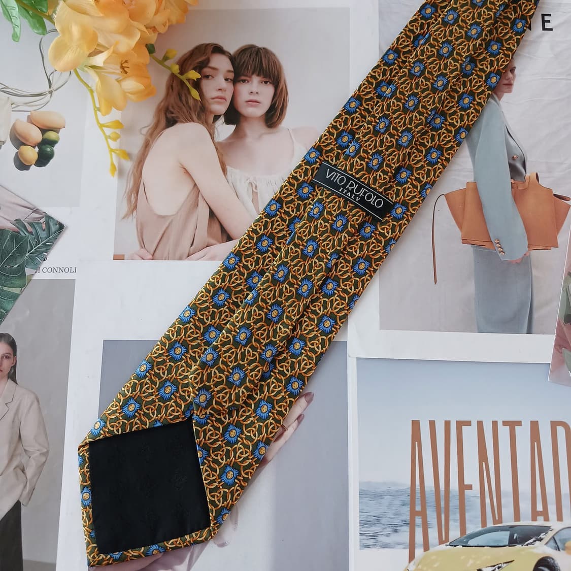 비토 루폴로 실크 카키 플로럴 넥타이 9.8cm A+등급 K19190
 상품이미지4