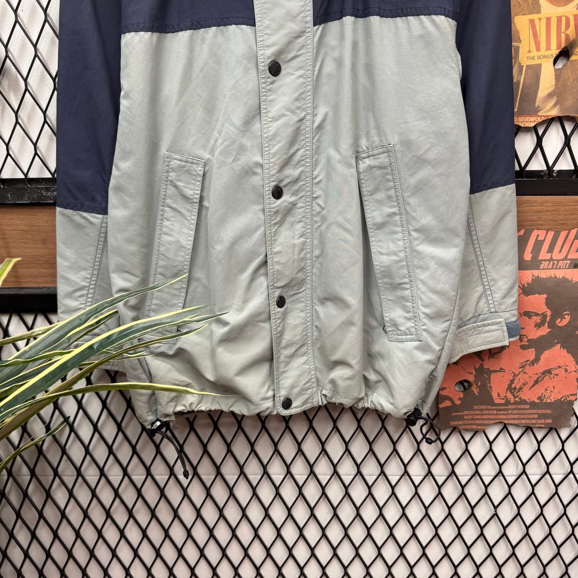 00s 노스페이스 올드스쿨 후드 바람막이 그레이 네이비 배색 상품이미지4