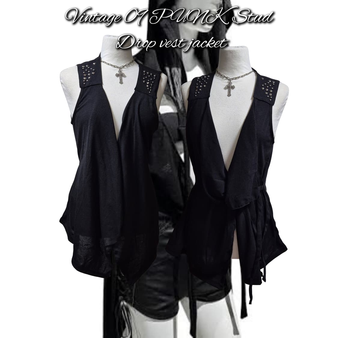 Vintage 09 PUNK Stud Drop vest jacket 상품이미지1