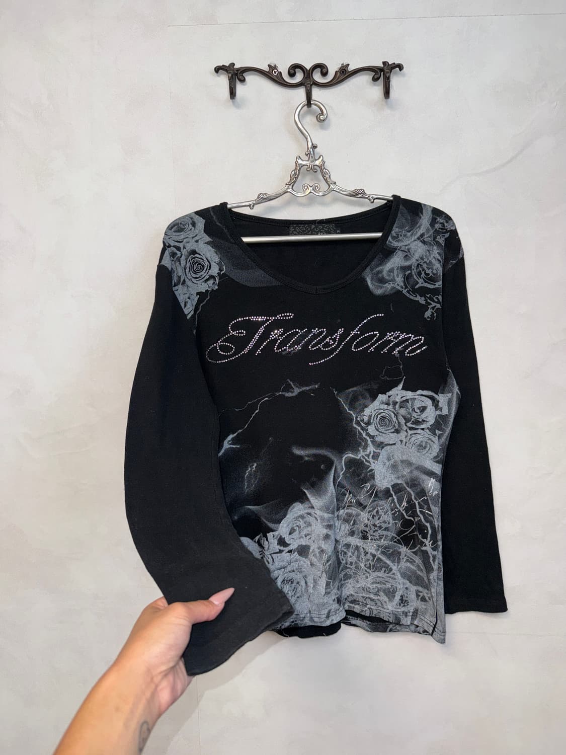 Black tie dye oriental rose long sleeve  상품이미지2