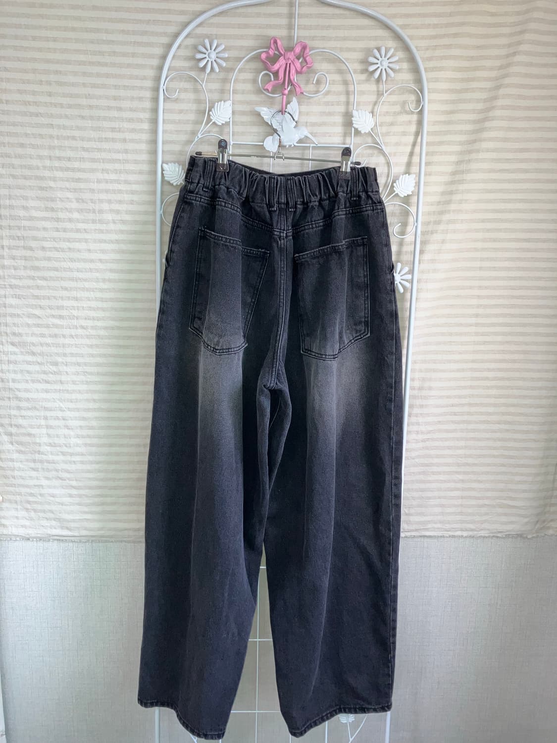 빈티지 흑청 왁싱 데님 팬츠 y2k 스트릿 갸루 펑키473 상품이미지2