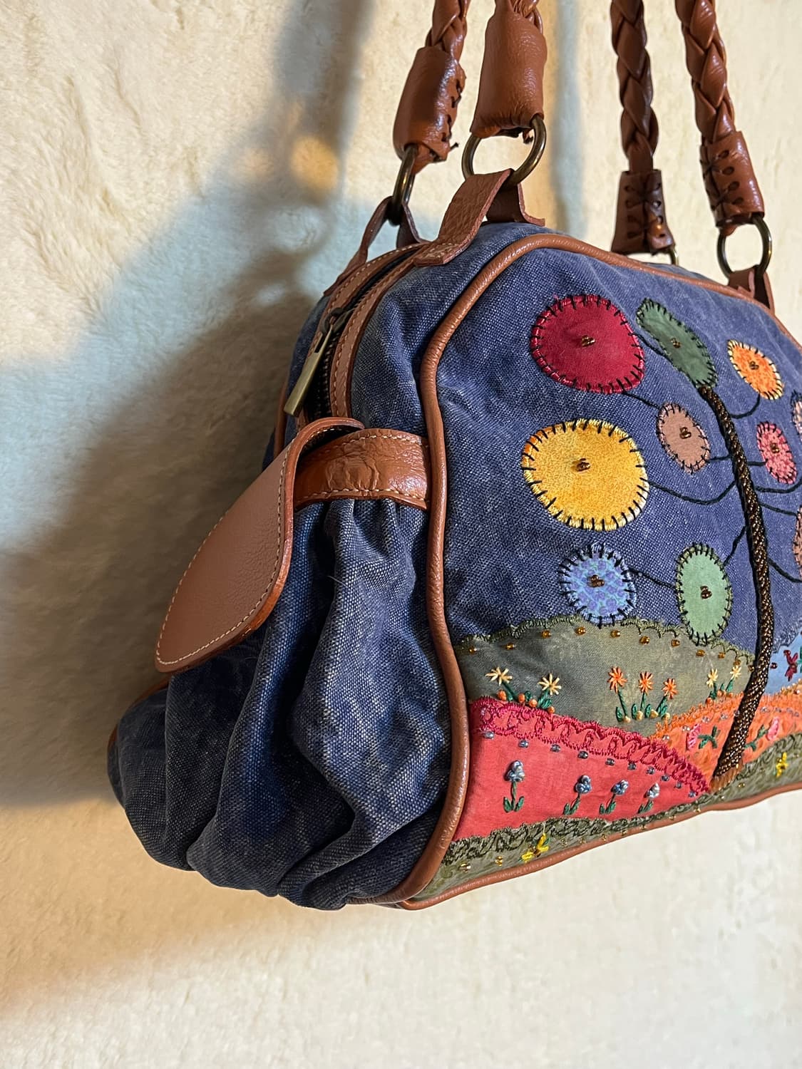 빈티지 Araucária 자수 비즈 토트백 숄더백 상품이미지3