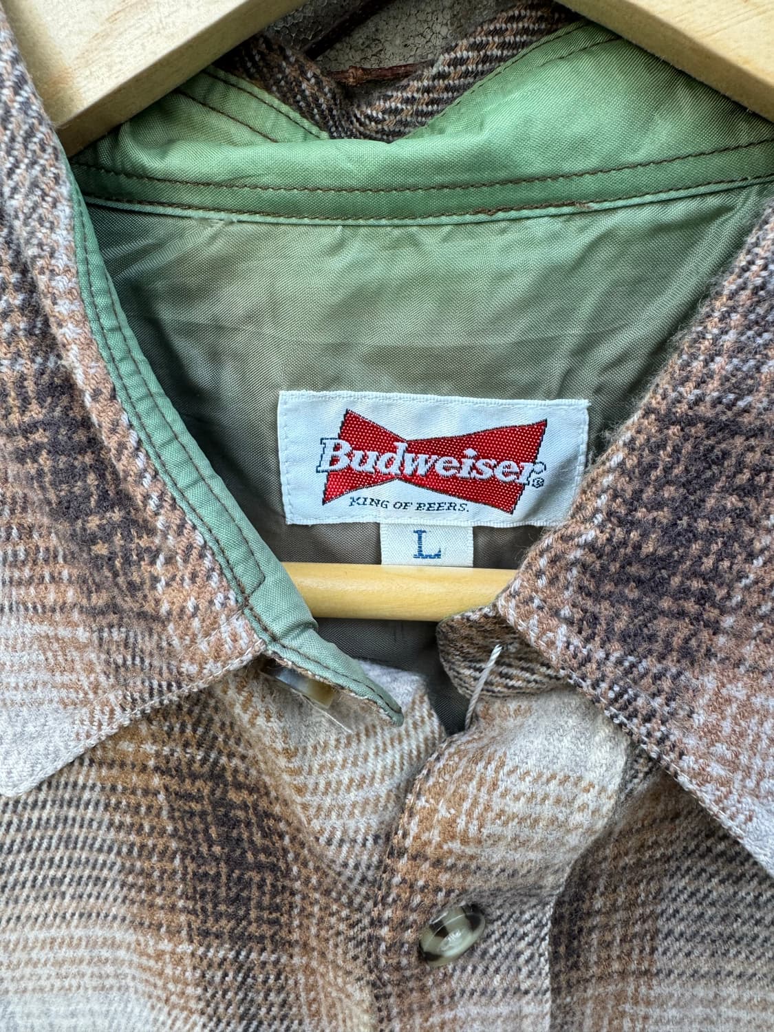 버드와이저 빈티지 투포켓 체크 플란넬 웨스턴 셔츠 베이지 상품이미지4