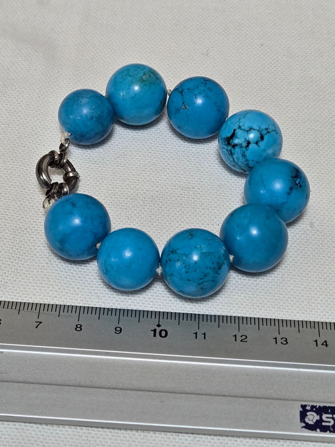 빈티지 터키석 볼드 비즈 팔찌 실버 925 잠금장치 상품이미지2