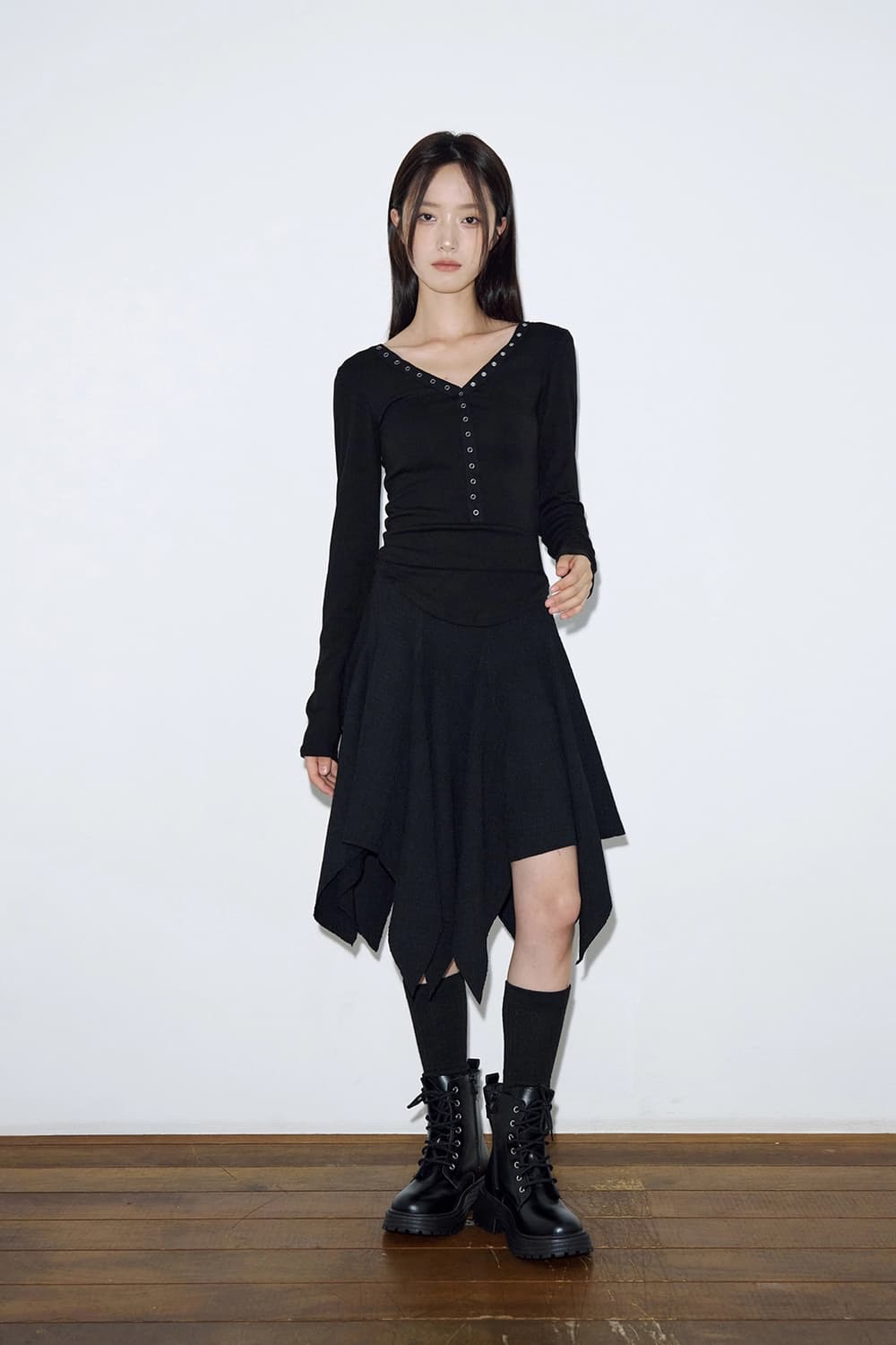 헬레네파리스 크리즈 플레어 숏 스커트 [블랙] 상품이미지3