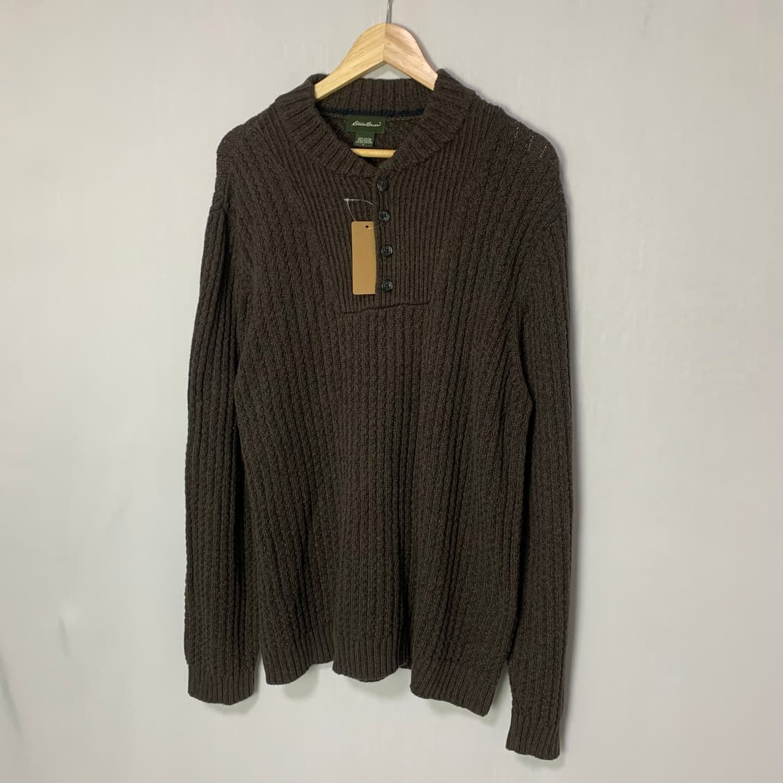 에디바우어 브라운 버튼 반집업 니트 남자 빈티지 L 상품이미지3