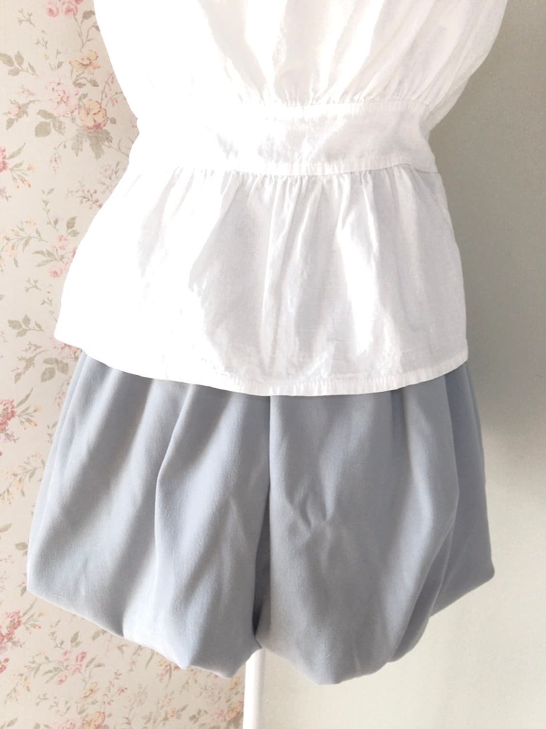 벌룬 밴딩 스커트 sky blue 상품이미지4