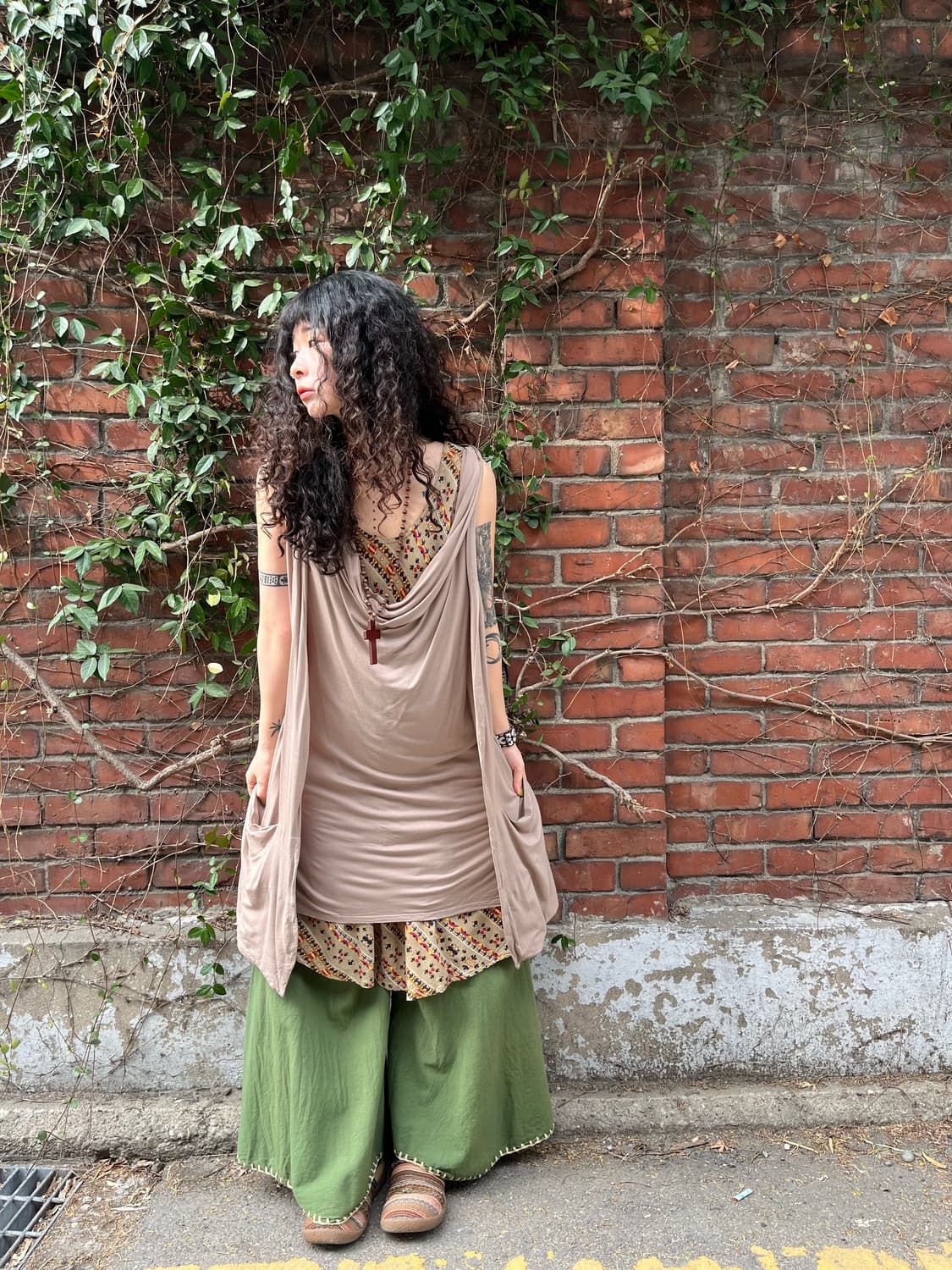 히피 보헤미안 시이드 포켓 미디 원피스 상품이미지1