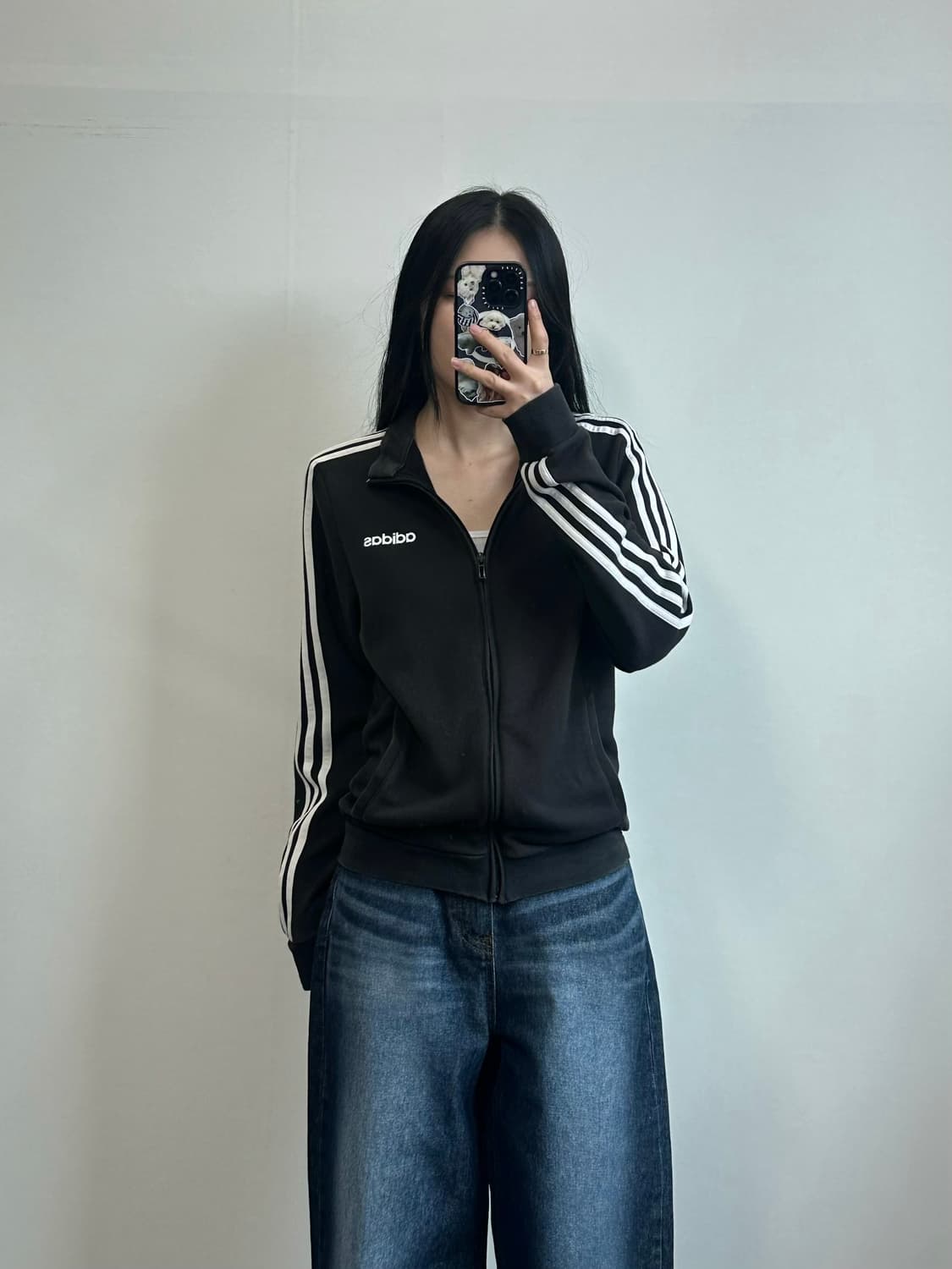 아디다스 블랙 코튼 트랙탑 져지 상품이미지1