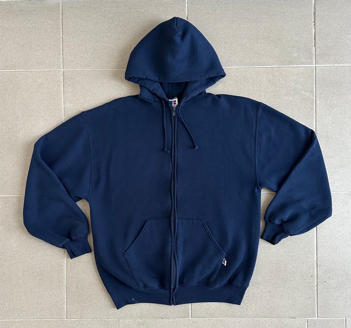 90s 빈티지 러셀 후드집업 네이비 L USA 상품이미지1