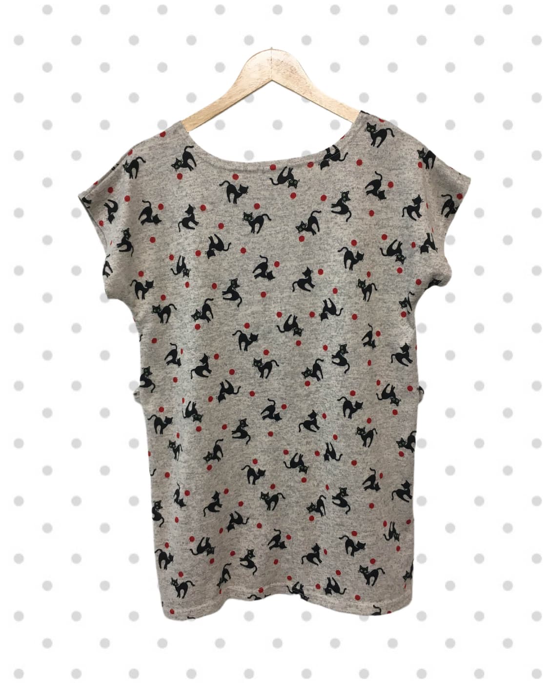 vintage cat pattern top heather gray 상품이미지6