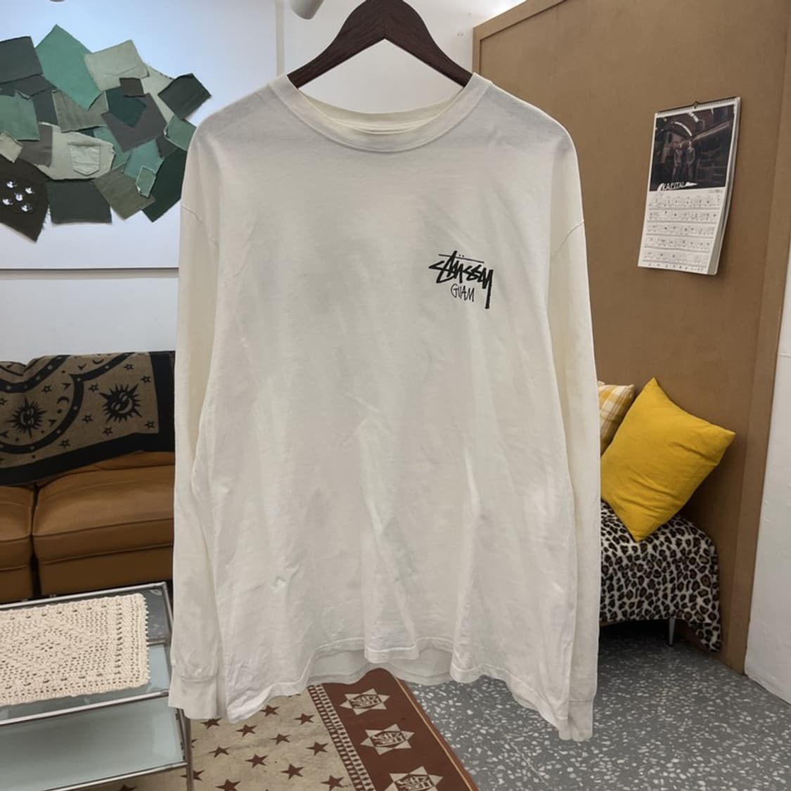 스투시 빈티지 오버핏 빅로고 괌 프린팅 롱슬리브 XL C09829 상품이미지3