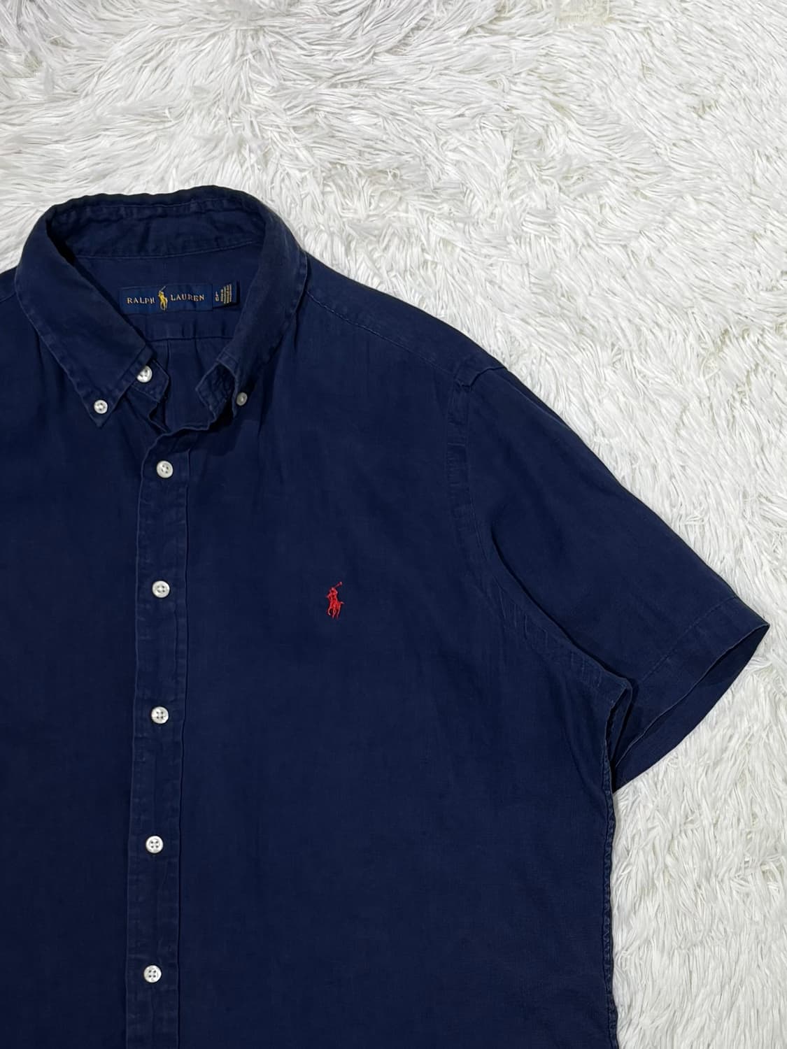 폴로랄프로렌 레드포니 네이비 린넨 반팔 셔츠 상품이미지5