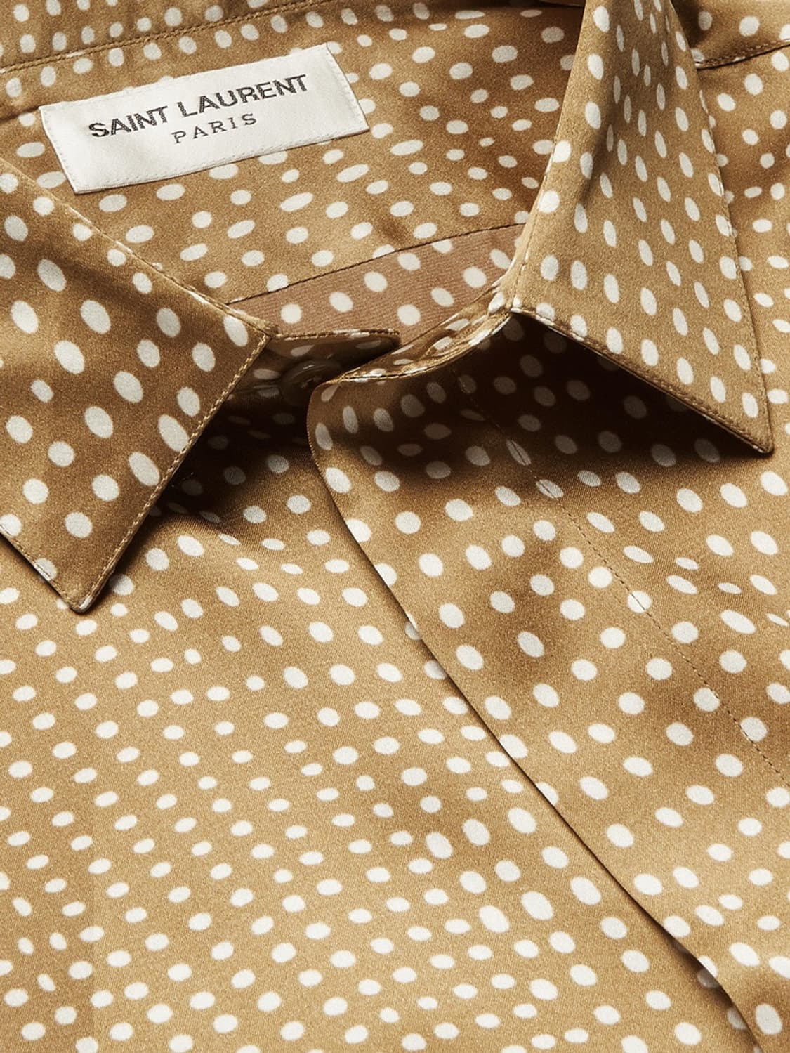 [강동원님 착용] 생로랑 21ss 폴카닷 베이지 실크 셔츠 상품이미지6