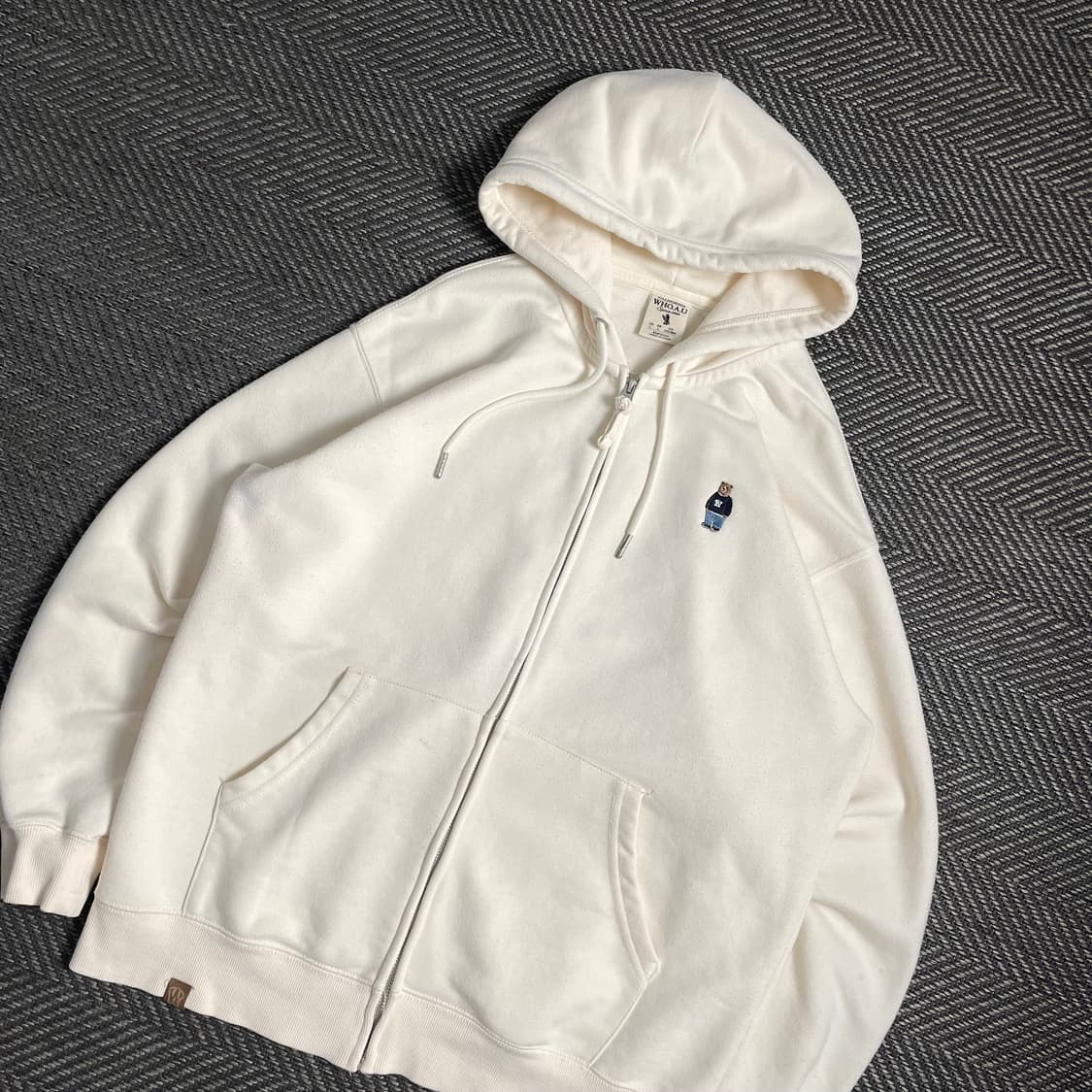 후아유 자수 아이보리 박시핏 후드집업y 4905 상품이미지1