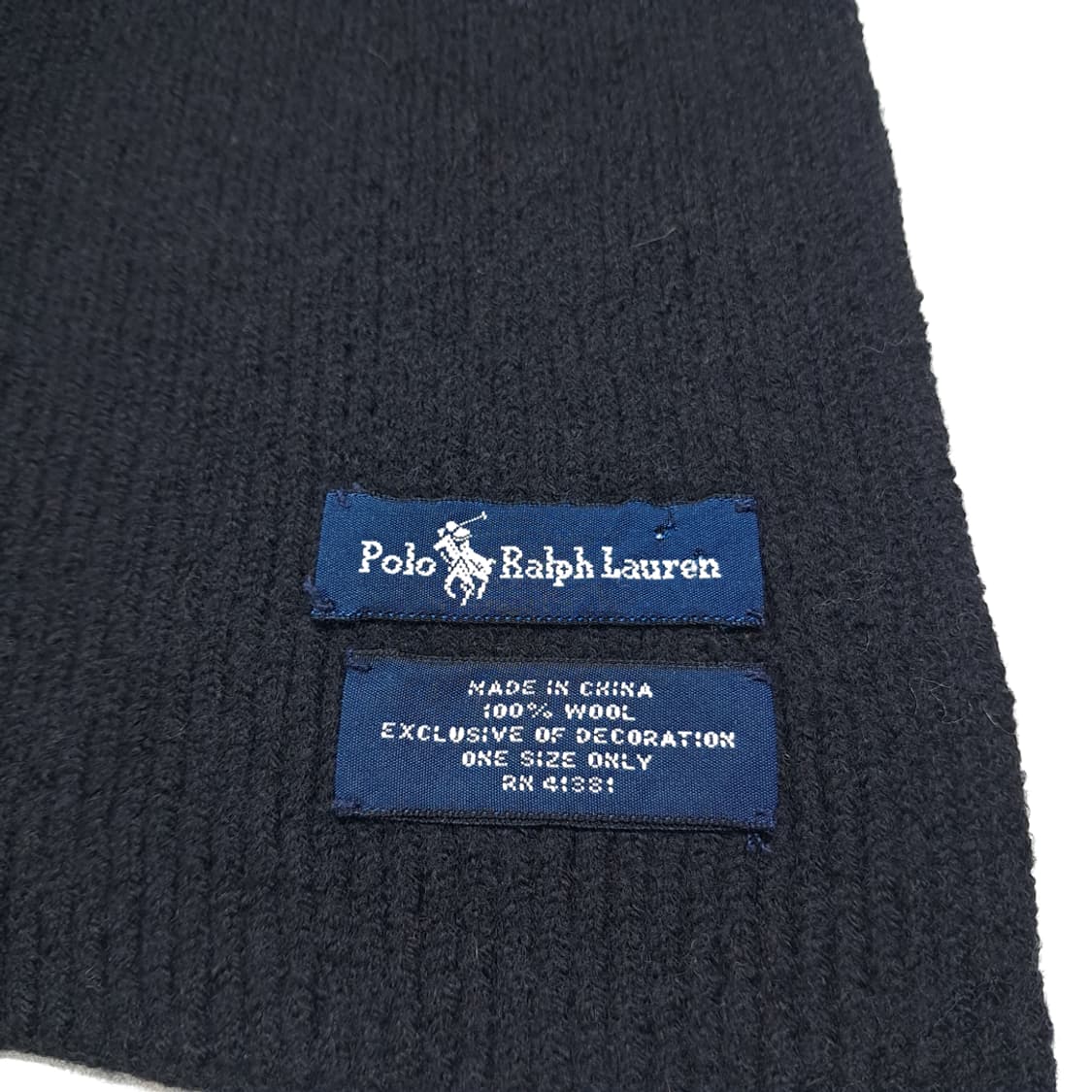 MX572 폴로 00s 울 리브드 퍼플 포니 블랙 머플러 목도리 상품이미지4