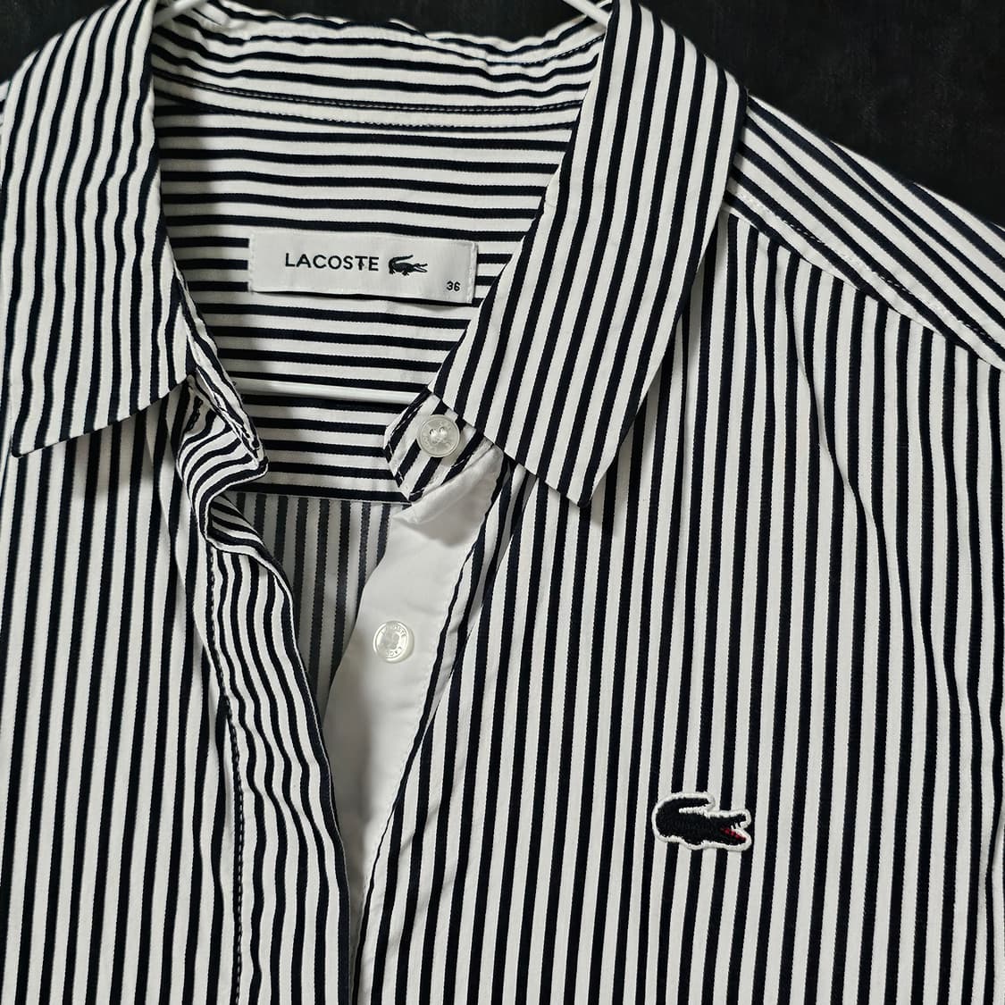택36/95]정품 라코스테 스트라이프 셔츠 원피스 상품이미지2