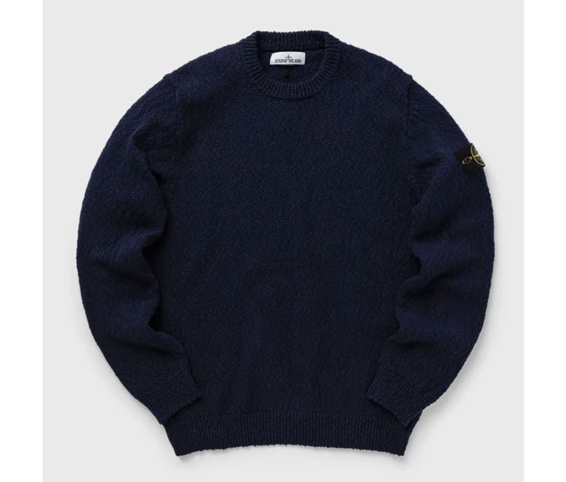 스톤아일랜드 언이븐 코튼 크루넥 니트 네이비 XL 상품이미지1