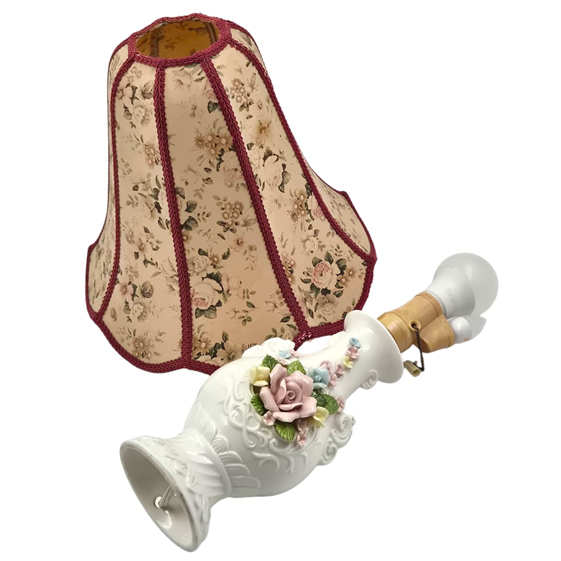 80s 포셀린 장미 꽃포지 도자기 엔틱 램프 상품이미지5