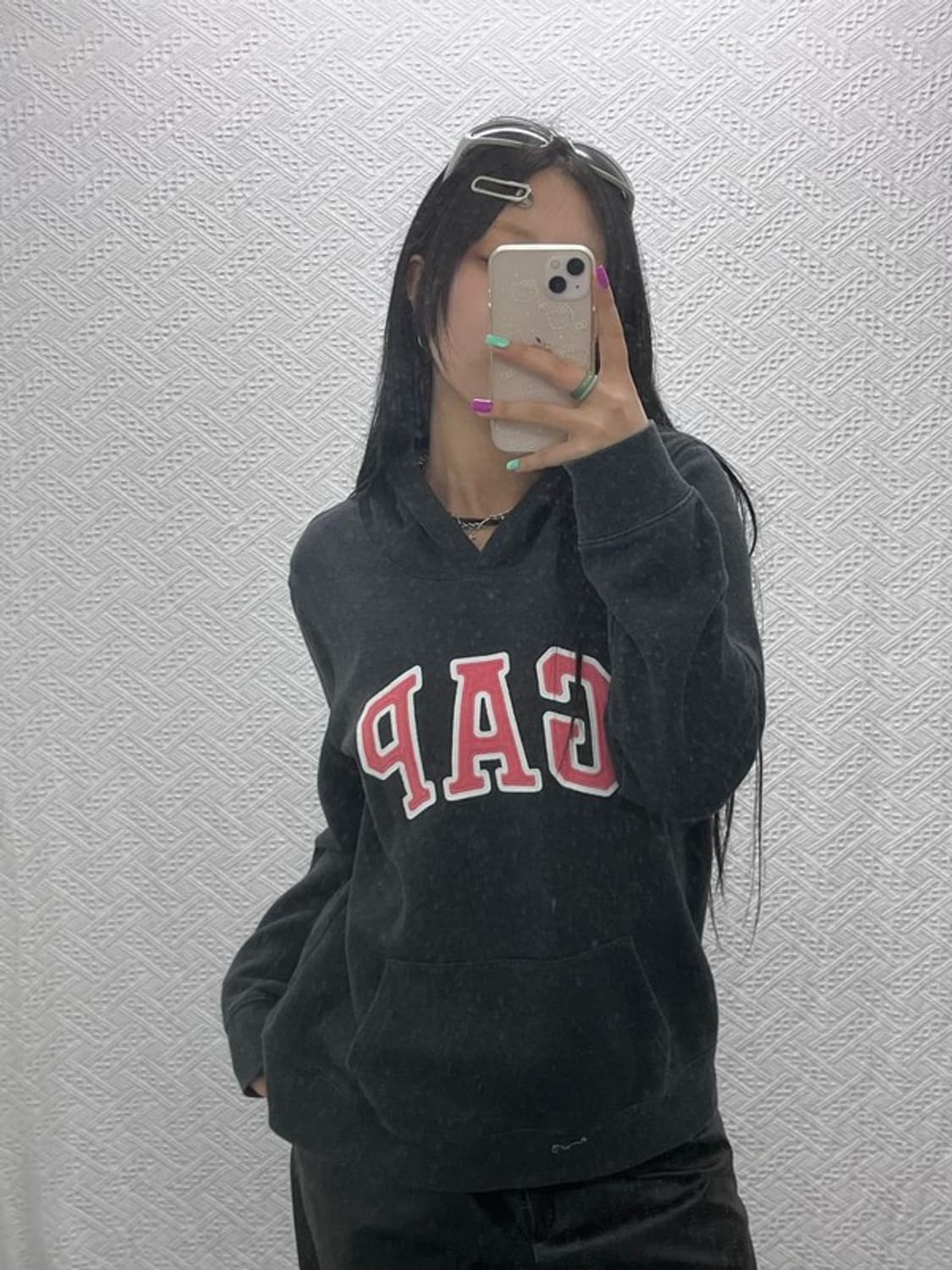 갭 올드스쿨 자수로고 빈티지무드 약기모 후드티 L C06843 상품이미지2