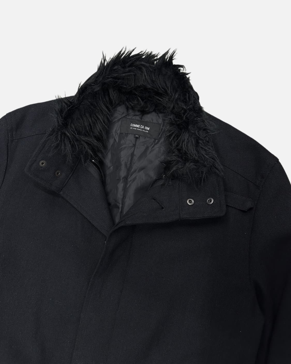 herringbone strap fur collar coat 상품이미지4