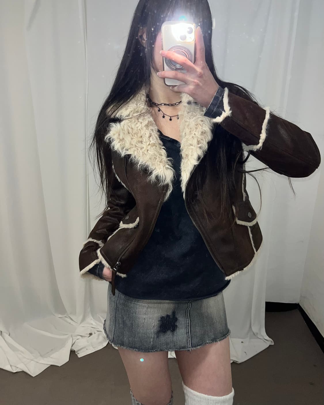 브라운 리얼 램퍼 무스탕 상품이미지2