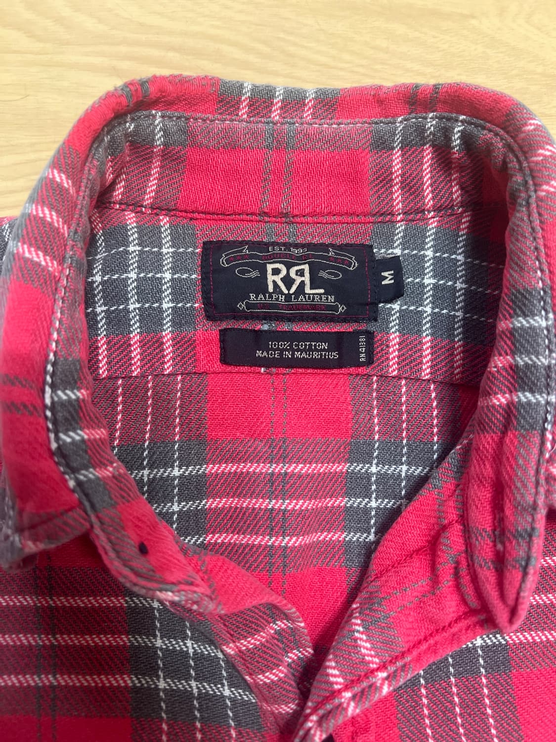 [M] RRL 더블알엘 플라넬 체크 워크 셔츠 레드 상품이미지2