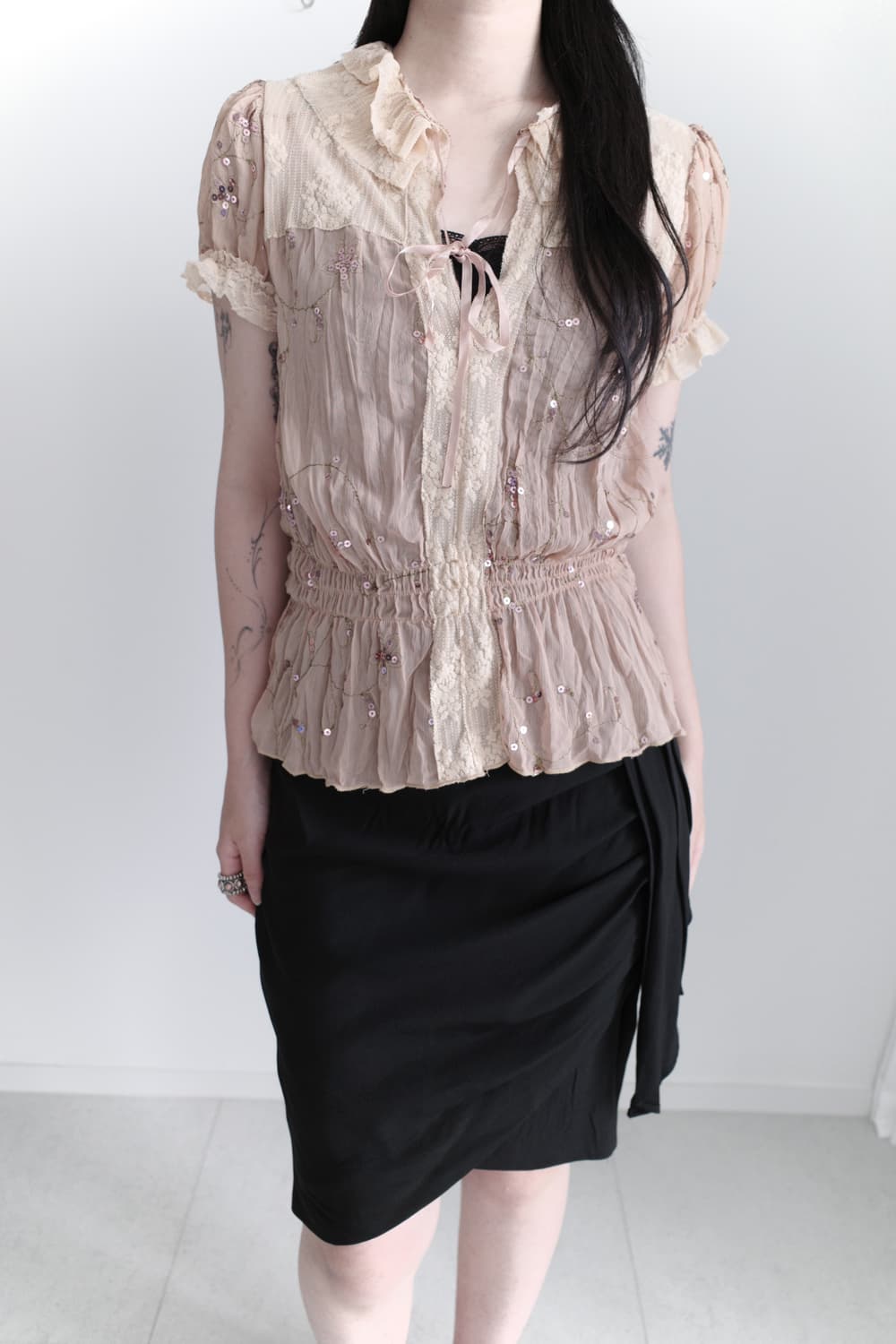 see-through sequin blouse 상품이미지5