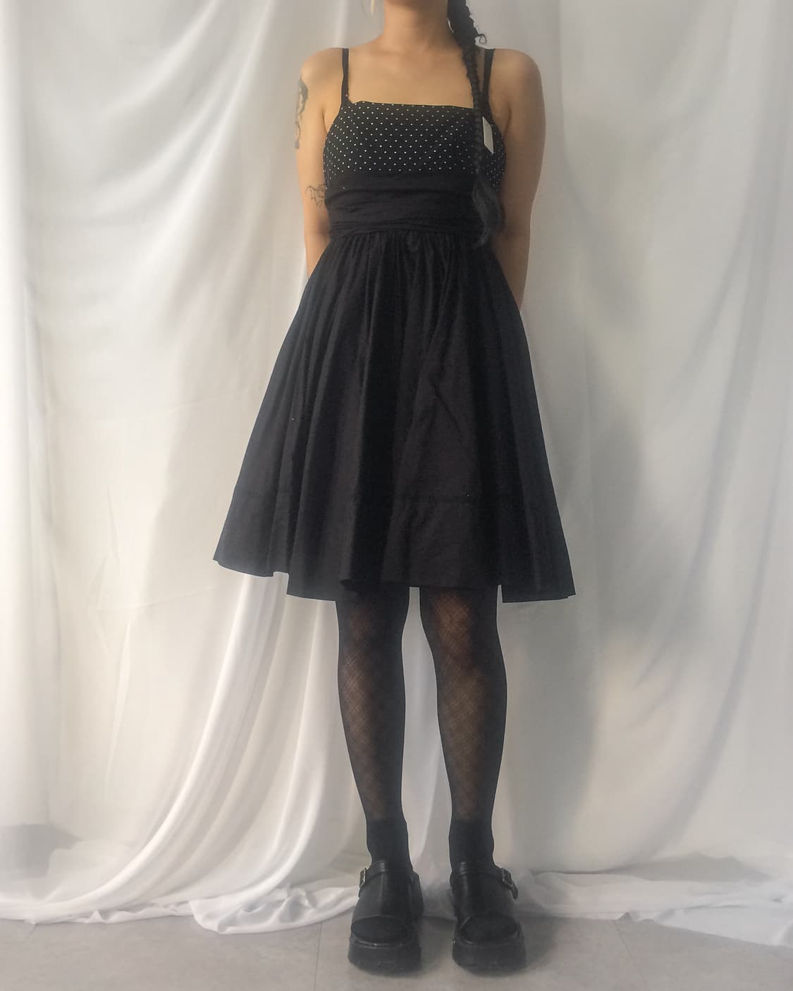 Dot pattern shirring sleeveless dress 상품이미지7