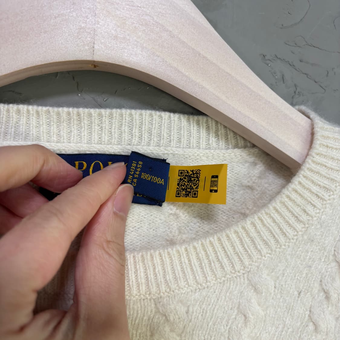폴로 랄프로렌 울 혼방 꽈배기 니트 아이보리 상품이미지4